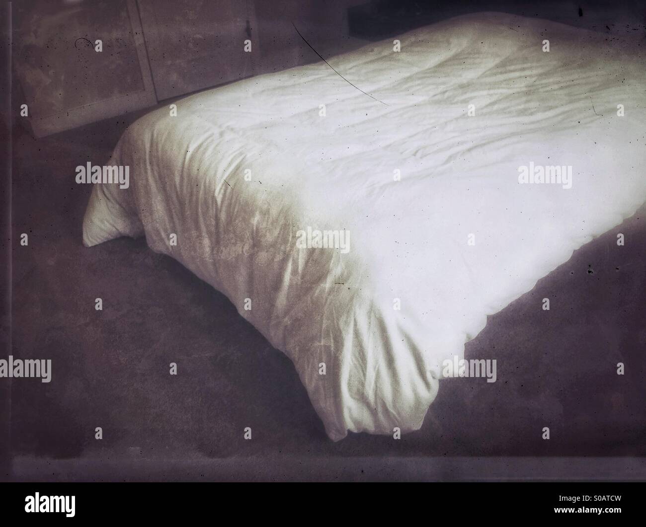 Bed with white covers - Smartphone Captured Stock Image