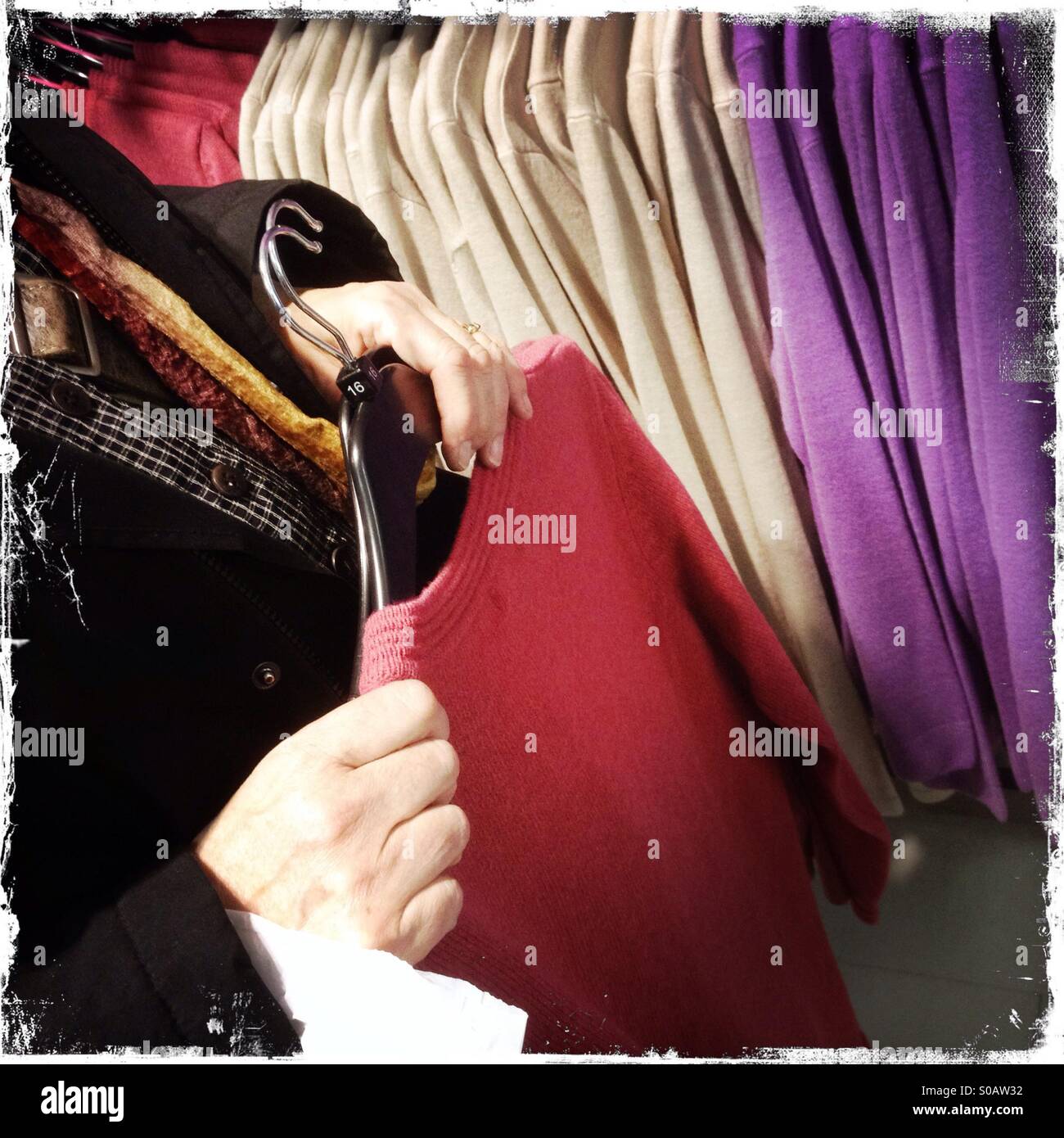 Shopping for clothes - Smartphone Captured Stock Image