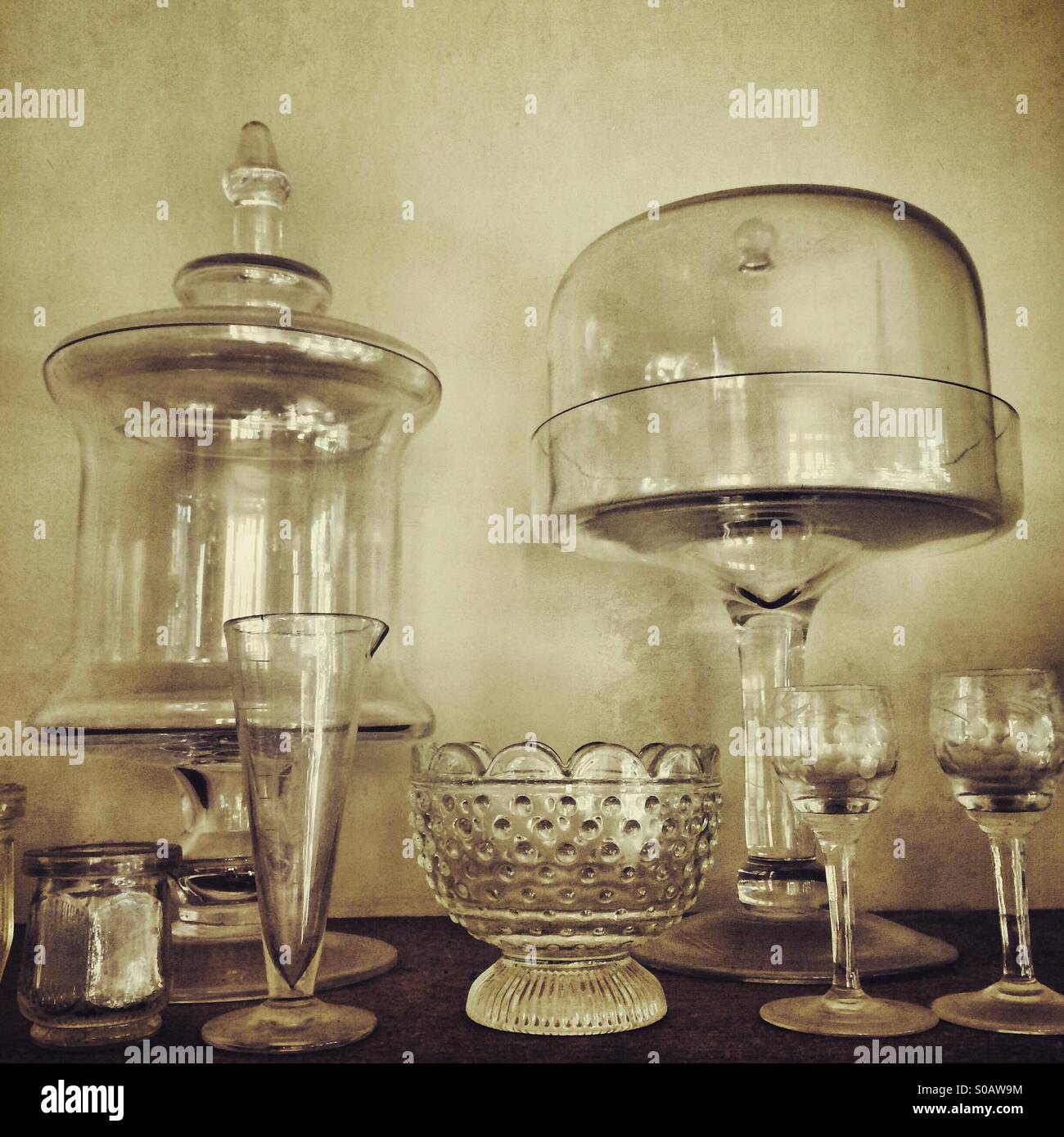 A range of antique glasswear - Smartphone Captured Stock Image