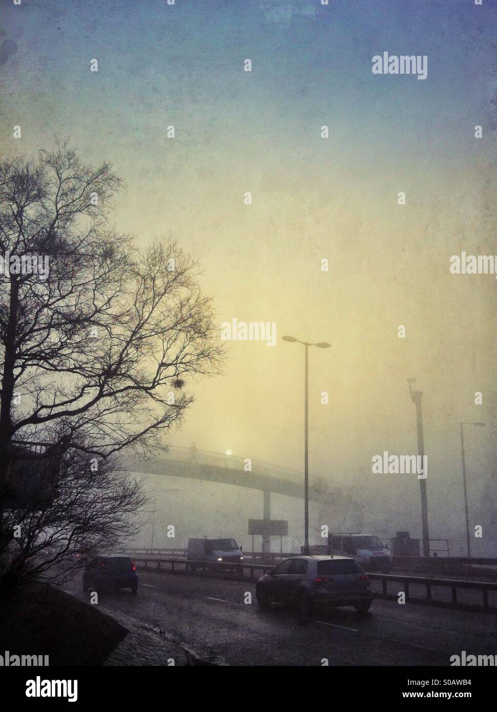 Traffic in fog. Stock Photo