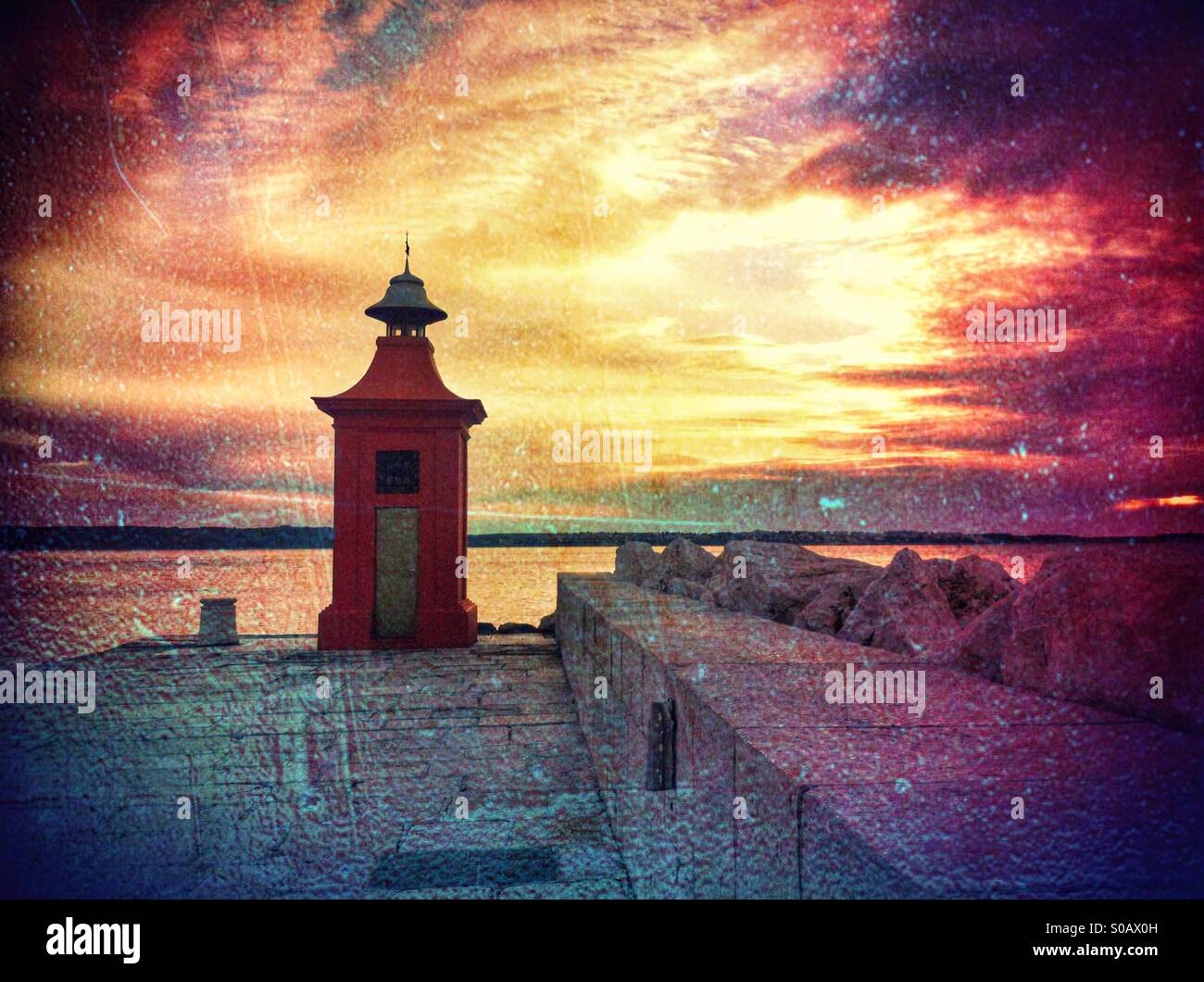 Lighthouse at sunset - Smartphone Captured Stock Image