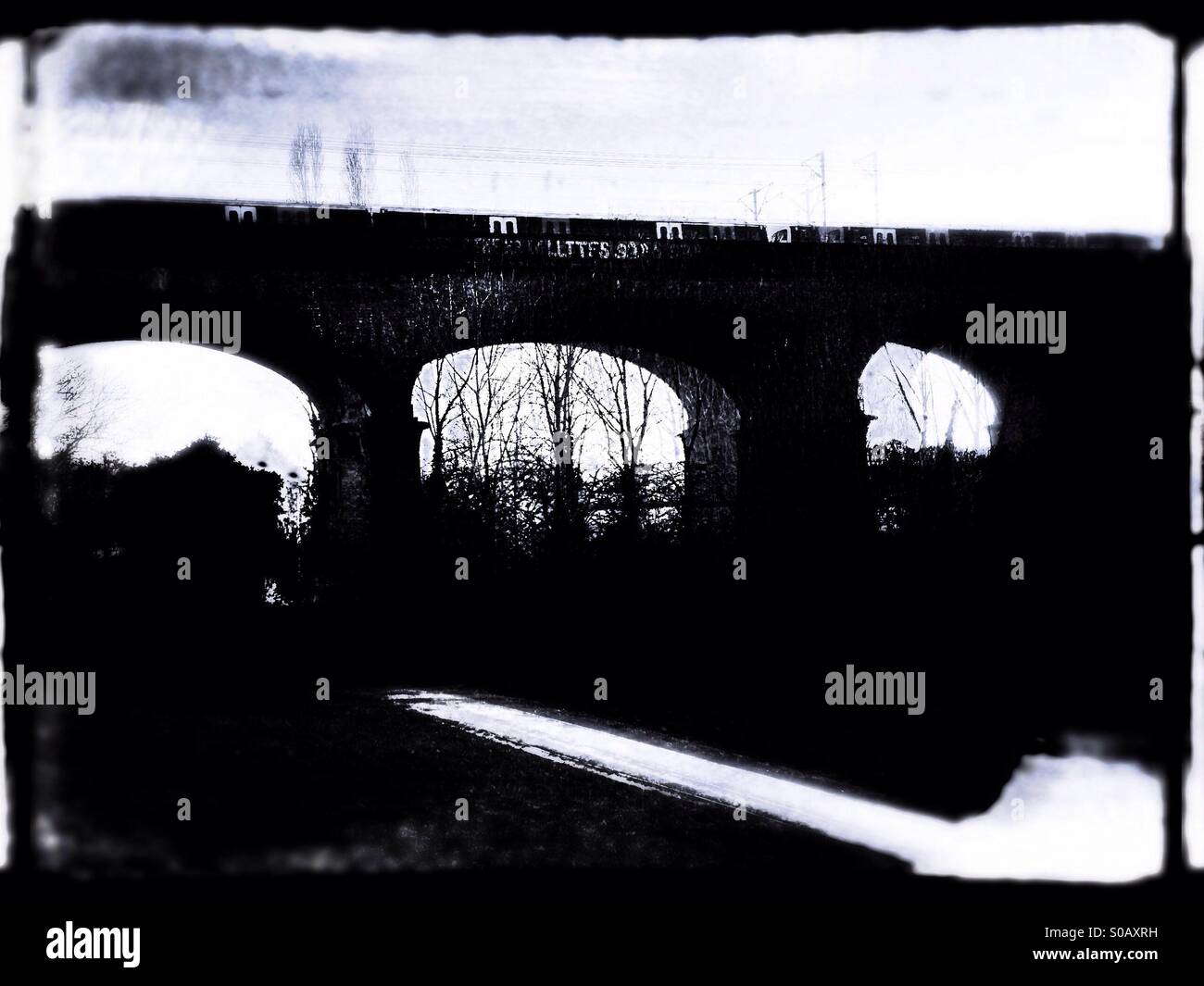 Train passing over the Wharncliffe viaduct, Hanwell, West London