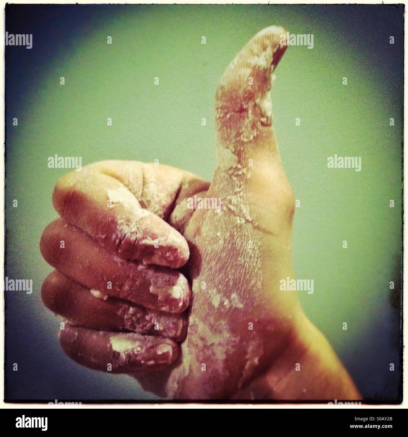 Hand sign OK. Thumb up - Smartphone Captured Stock Image