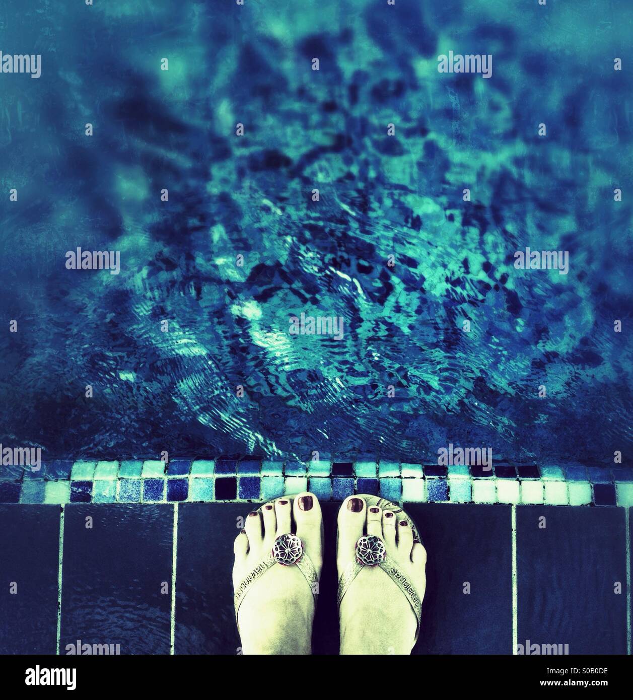 Feet at swimming pool - Smartphone Captured Stock Image