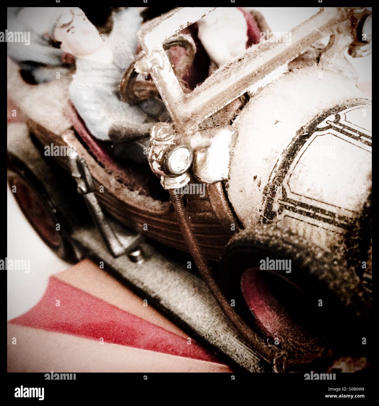 Dusty 1960's Chitty Chitty bang bang model car - Smartphone Captured Stock Image