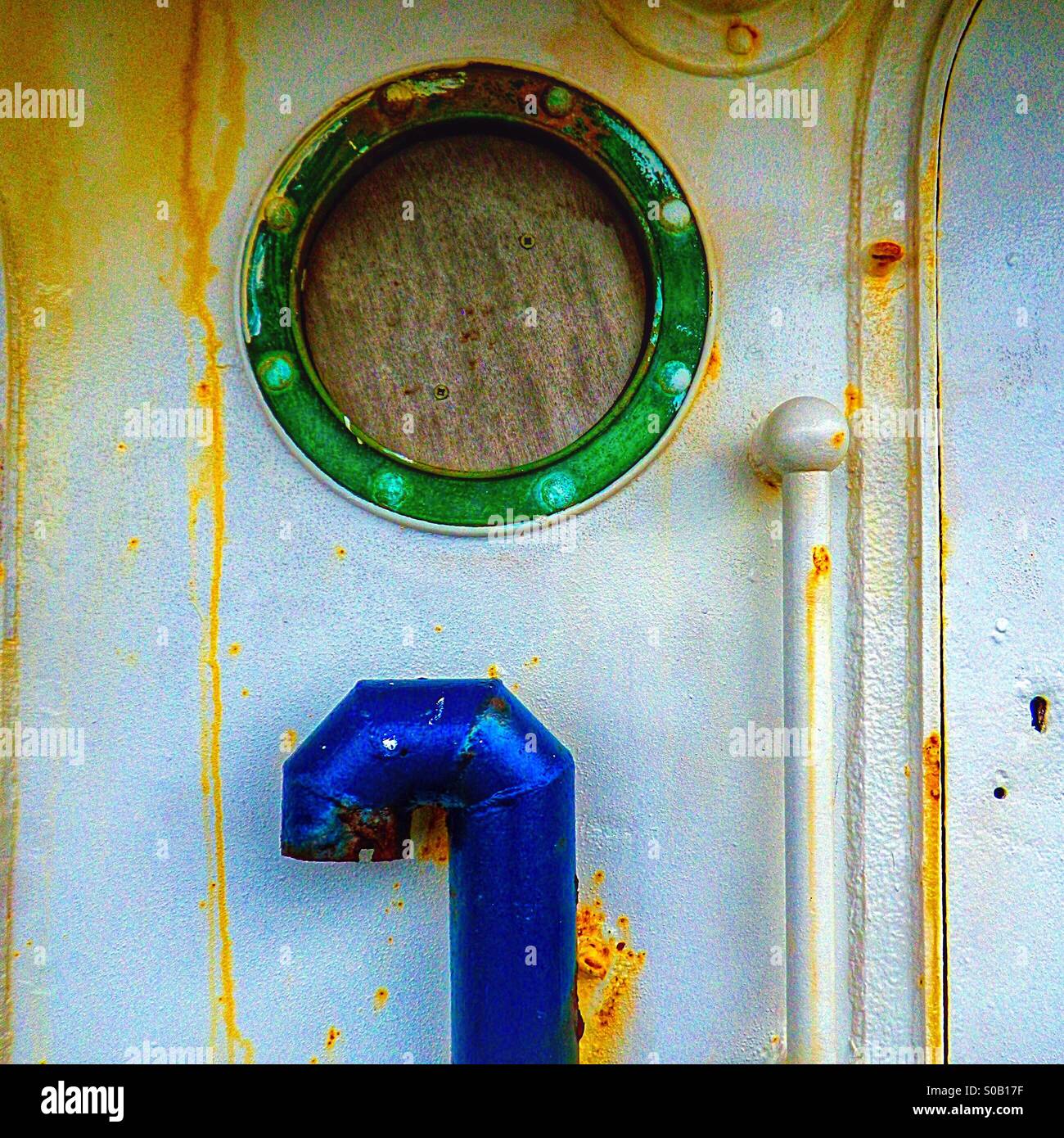 Porthole and rusty old pipe - Smartphone Captured Stock Image
