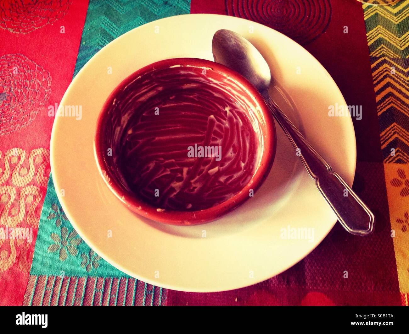 Creme brulee eaten - Smartphone Captured Stock Image