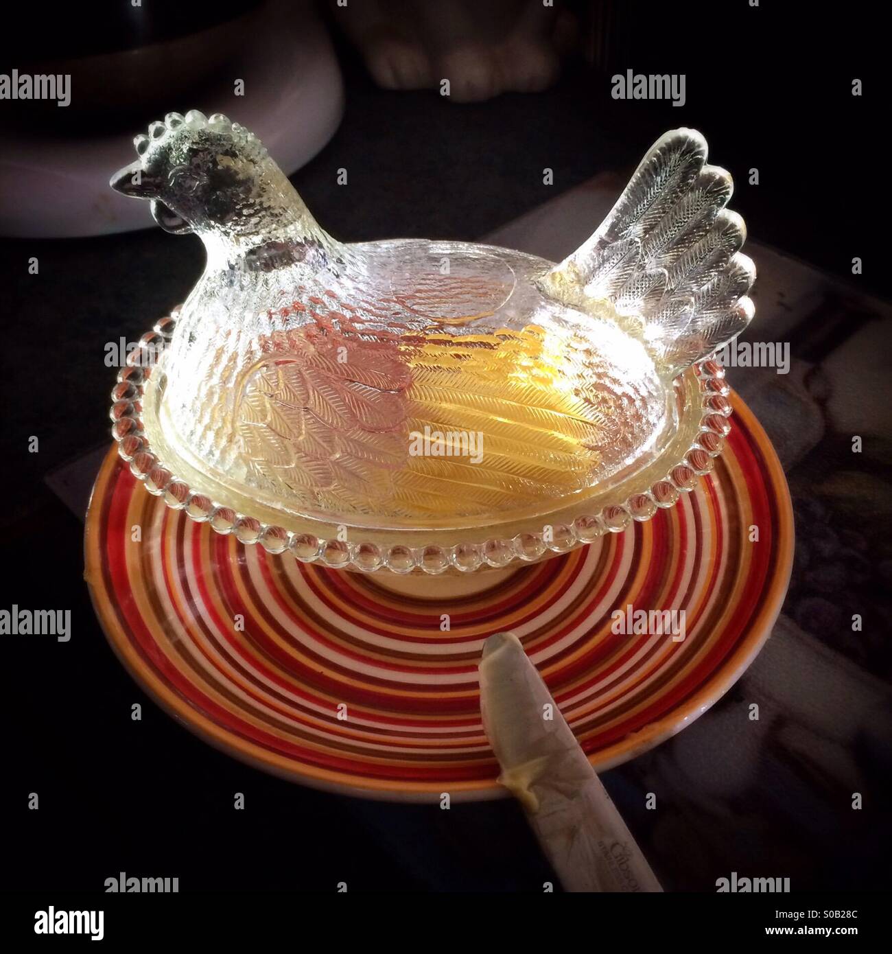 Chicken butter dish by Johanna Coyne Stock Photo Alamy