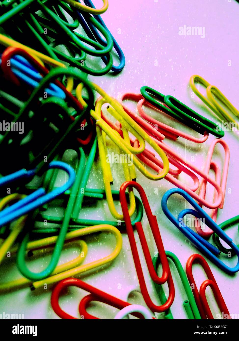 Close up of multicoloured paper clips Stock Photo
