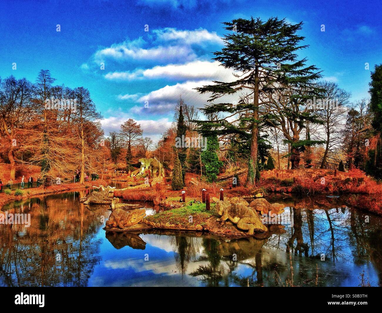Crystal Palace dinosaur lake - Smartphone Captured Stock Image