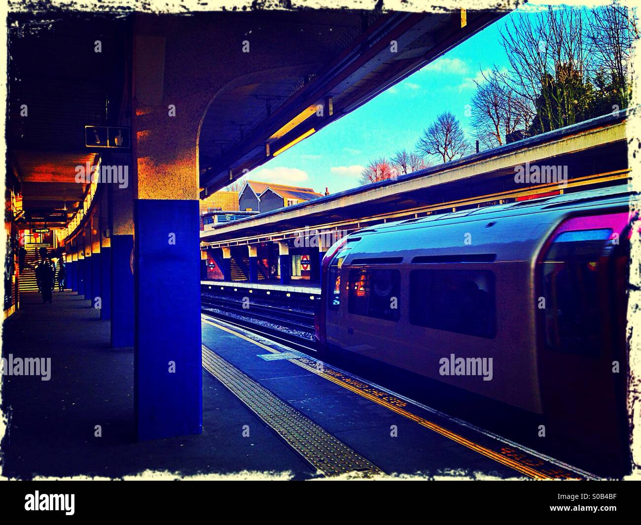 Ealing Common Tube station platform, London Borough of Ealing, West London, England, United Kingdom, Europe Stock Photo