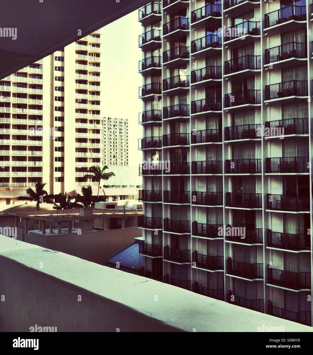 Hotel buildings in Waikiki hawaii from the balcony Stock Photo - Alamy