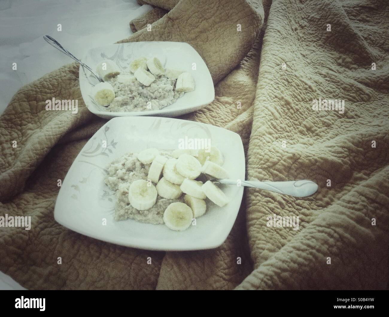 Breakfast in bed for two - Smartphone Captured Stock Image