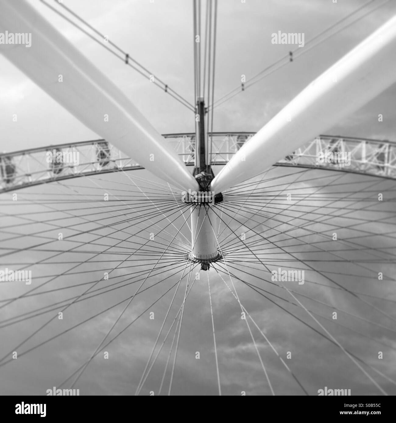View from underneath the London eye Stock Photo
