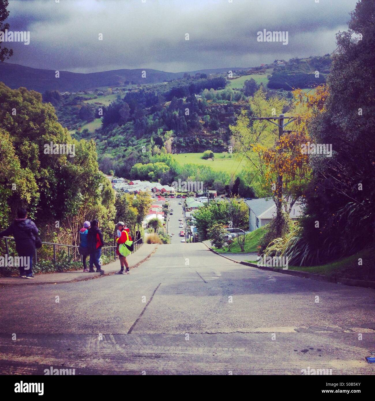 Worlds steepest street, Dunedin, New Zealand Stock Photo
