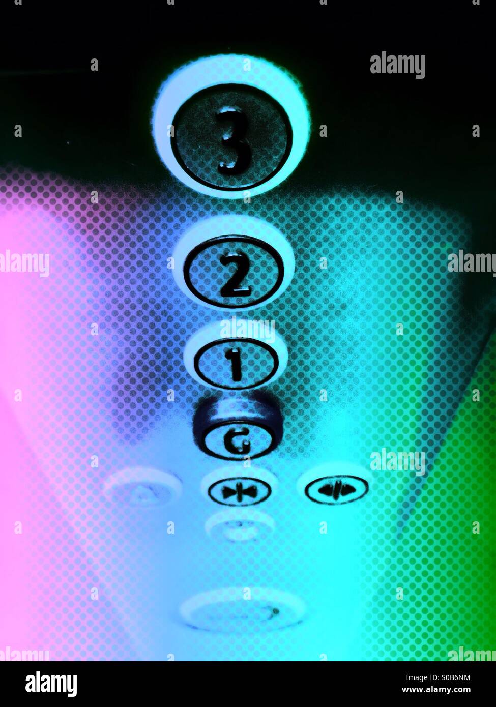 Ground G 1 2 3 lift buttons Stock Photo