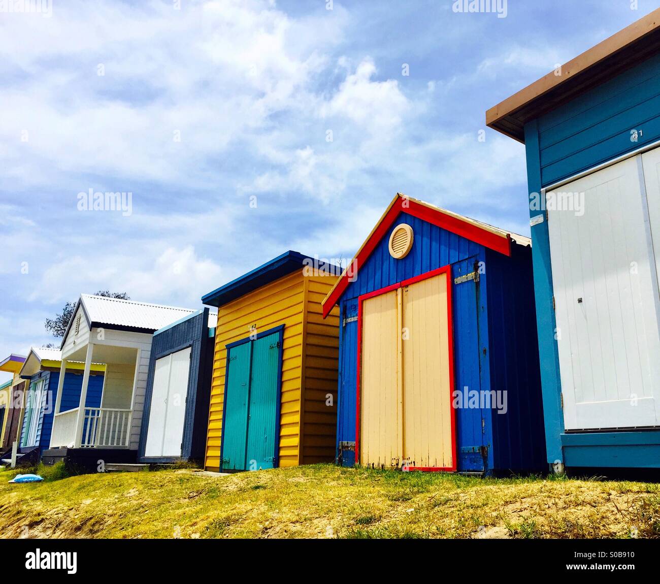 Colourful Beach huts at Mount Martha Melbourne Stock Photo