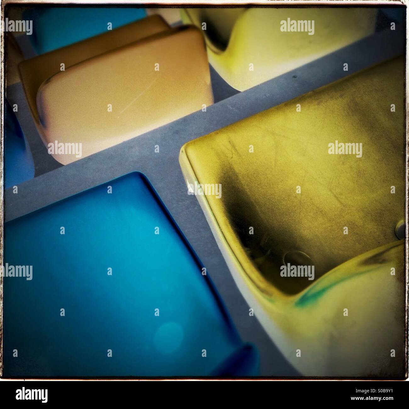 Colorful empty seats in a stadium - Smartphone Captured Stock Image