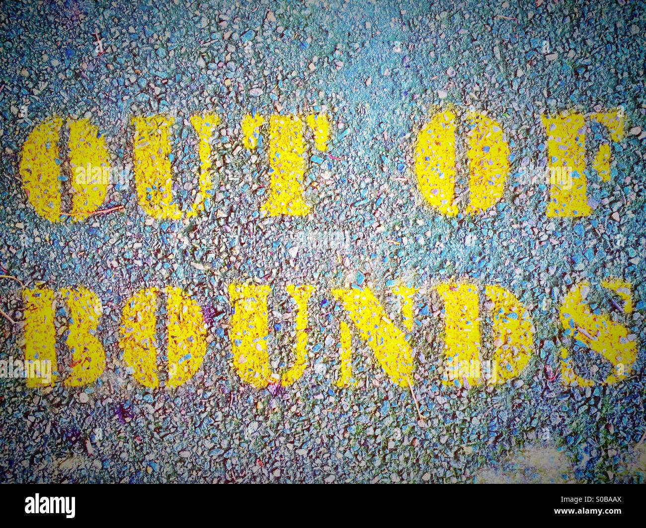An 'out of bounds' sign on a pavement Stock Photo