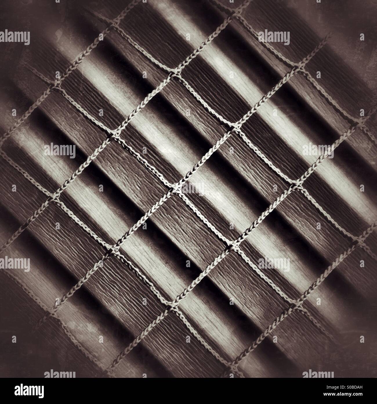 Abstract taken from a hockey net against the siding of a house. - Smartphone Captured Stock Image