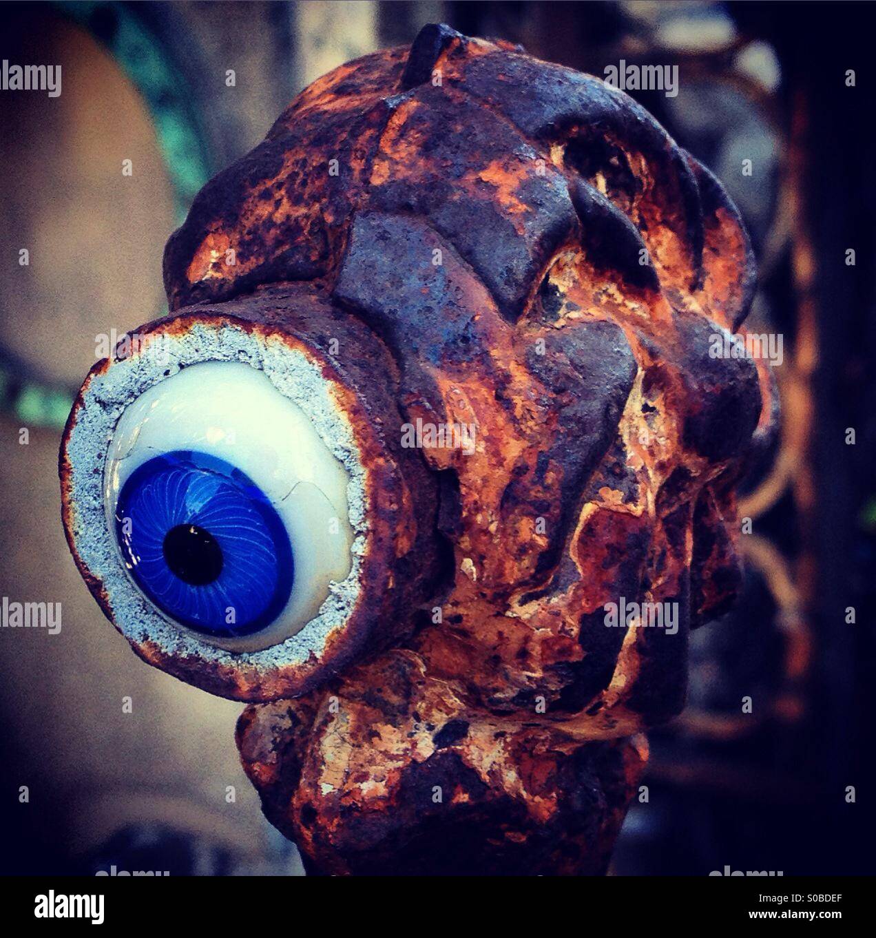 Eyeball in iron glob Stock Photo