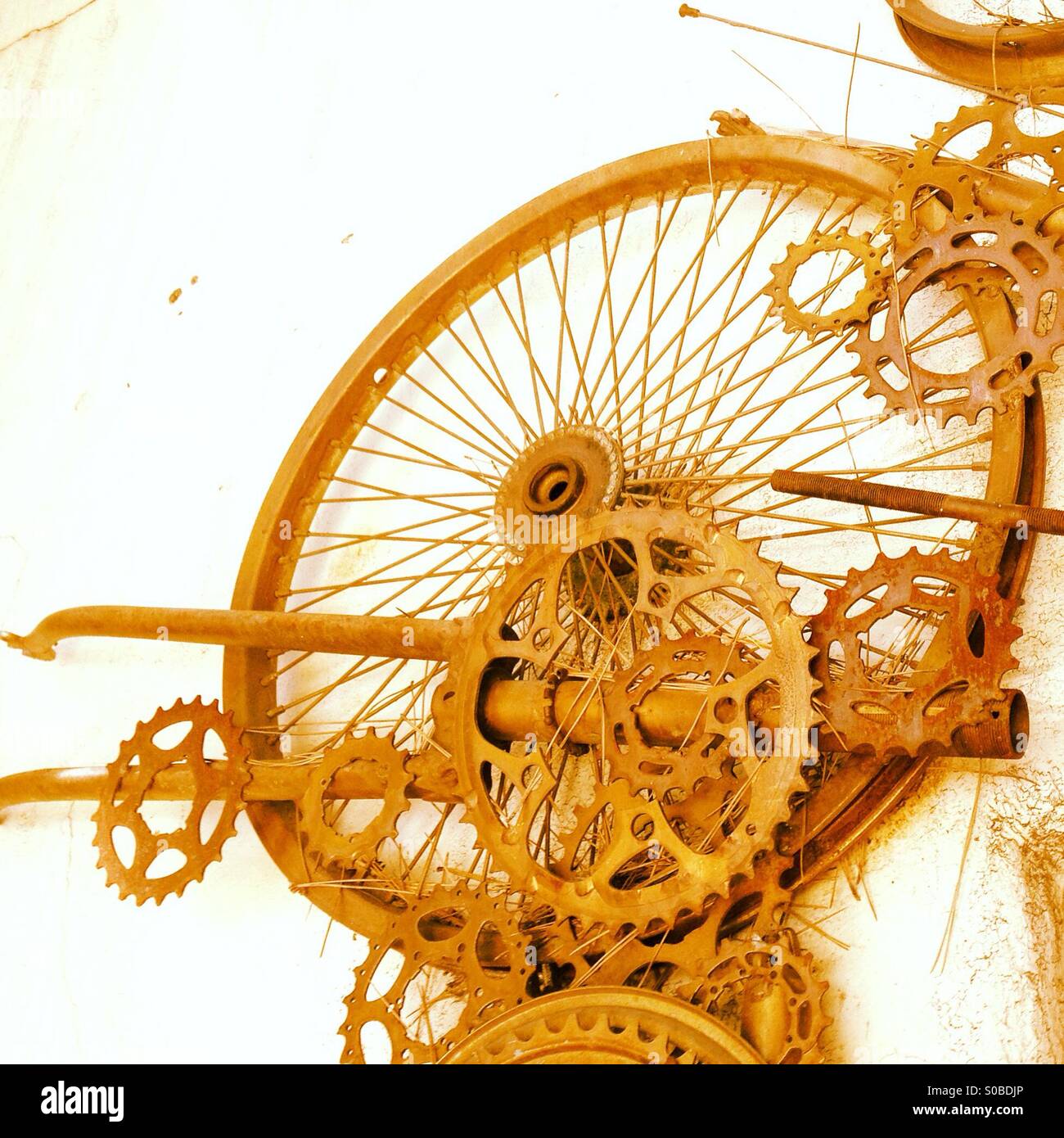 Bicycle parts gears wheels Stock Photo Alamy