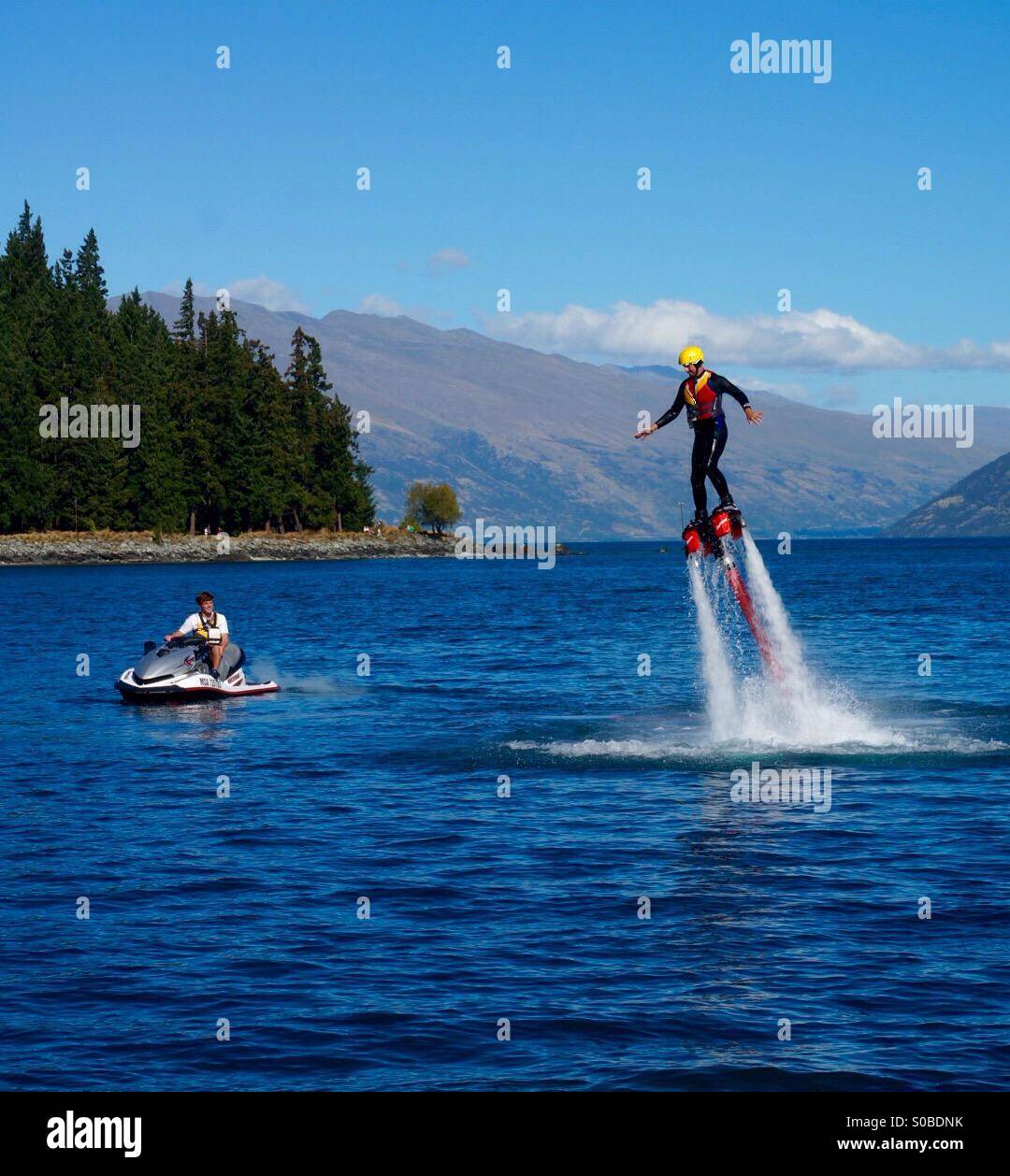 Fly boarding in New Zealand Stock Photo Alamy