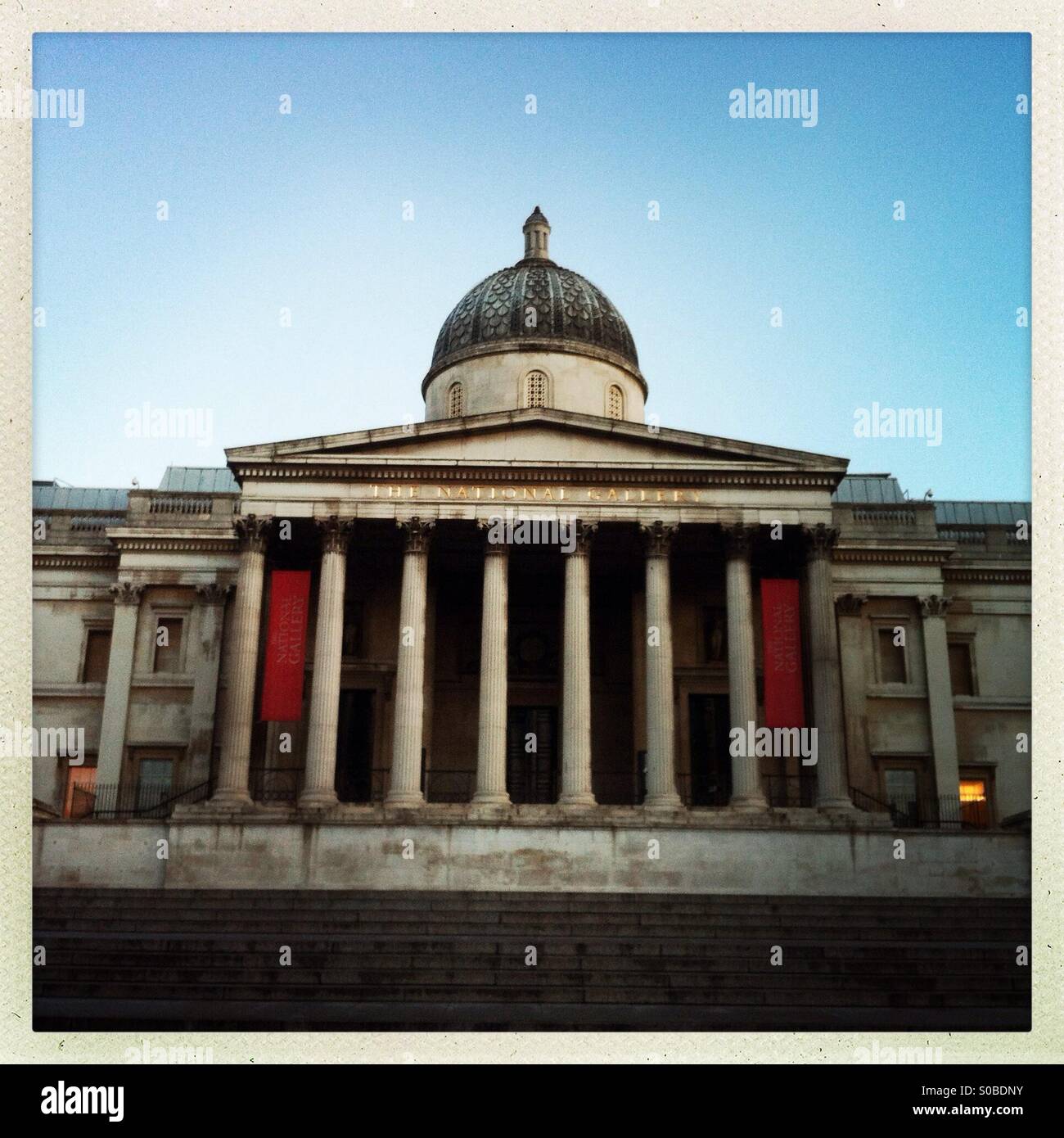 London's National Gallery at dusk - Smartphone Captured Stock Image