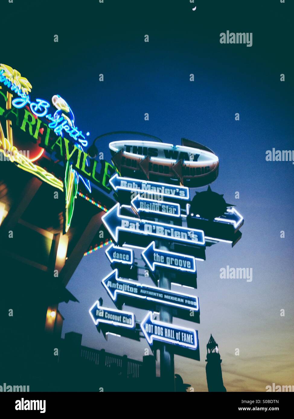 Signposts city walk Stock Photo