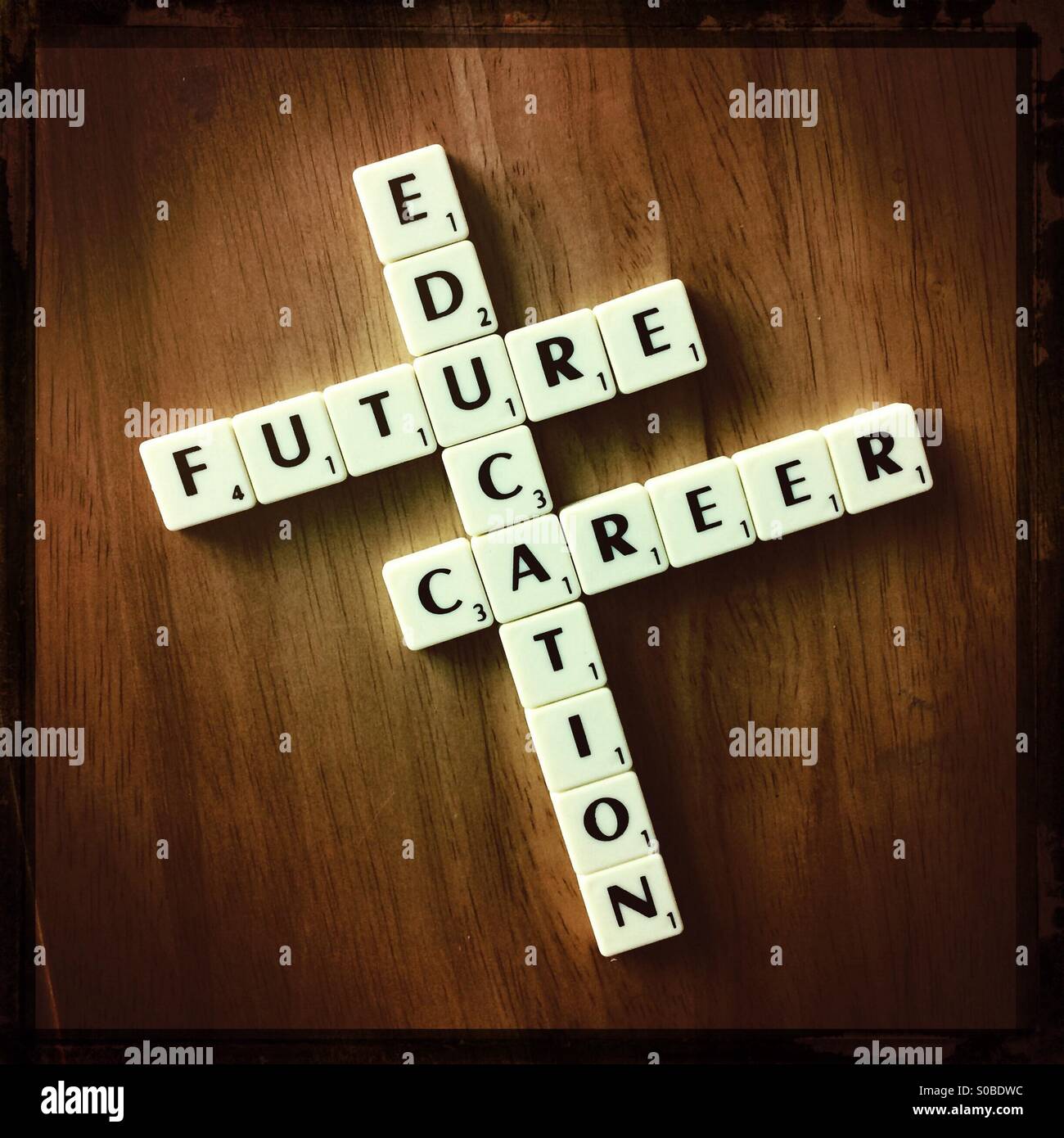 Education concept with scrabble tiles Stock Photo Alamy