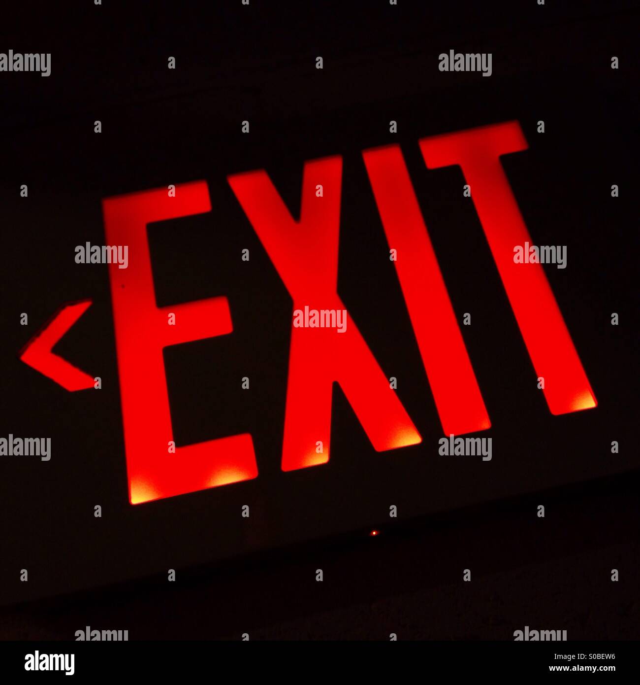 Red exit sign lit english hi-res stock photography and images - Alamy