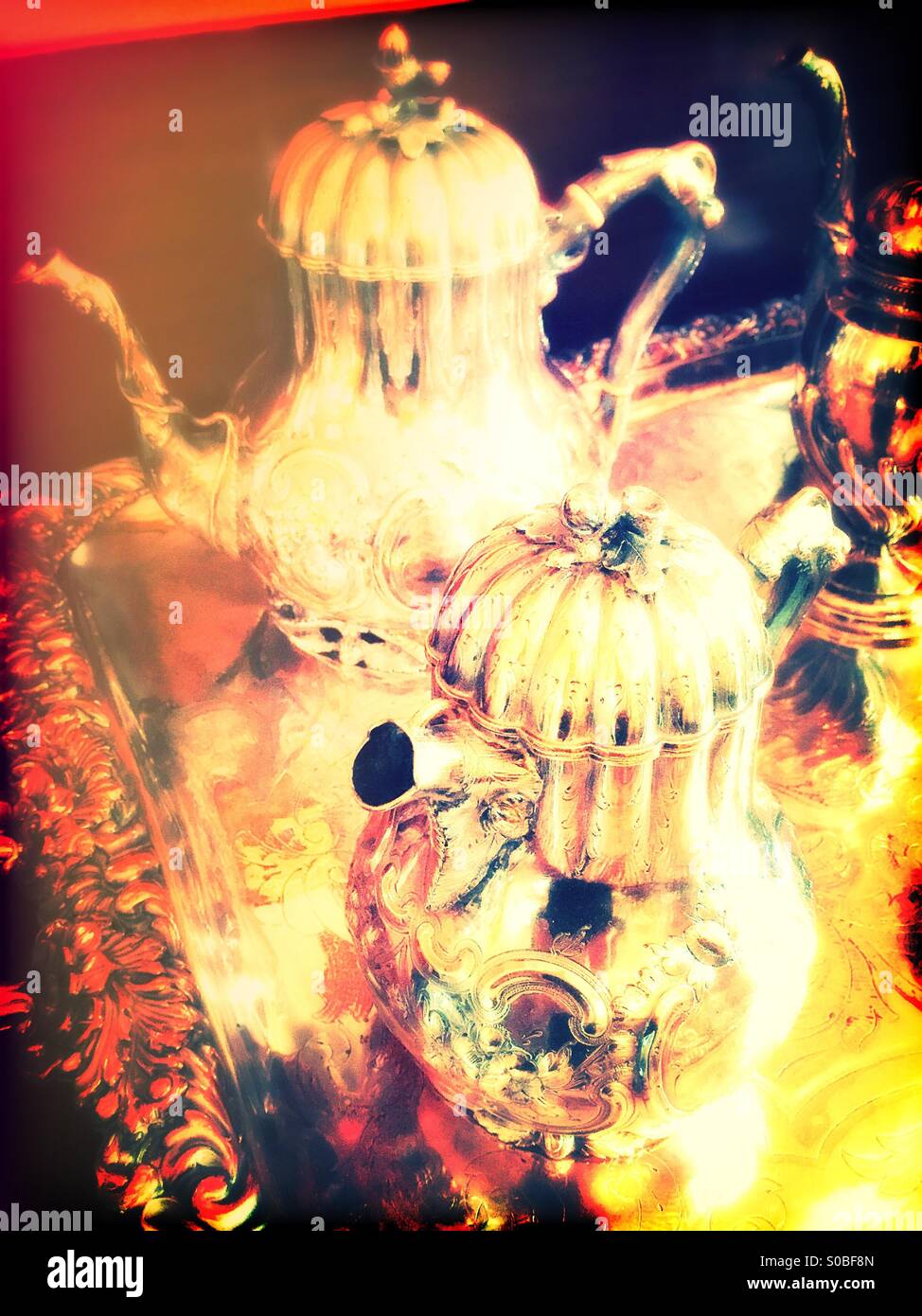 Silver tea set - Smartphone Captured Stock Image