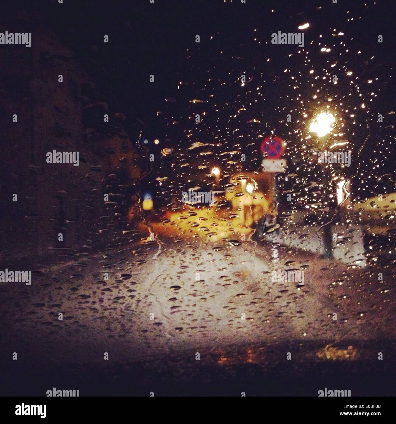 Rain drops on car window Stock Photo