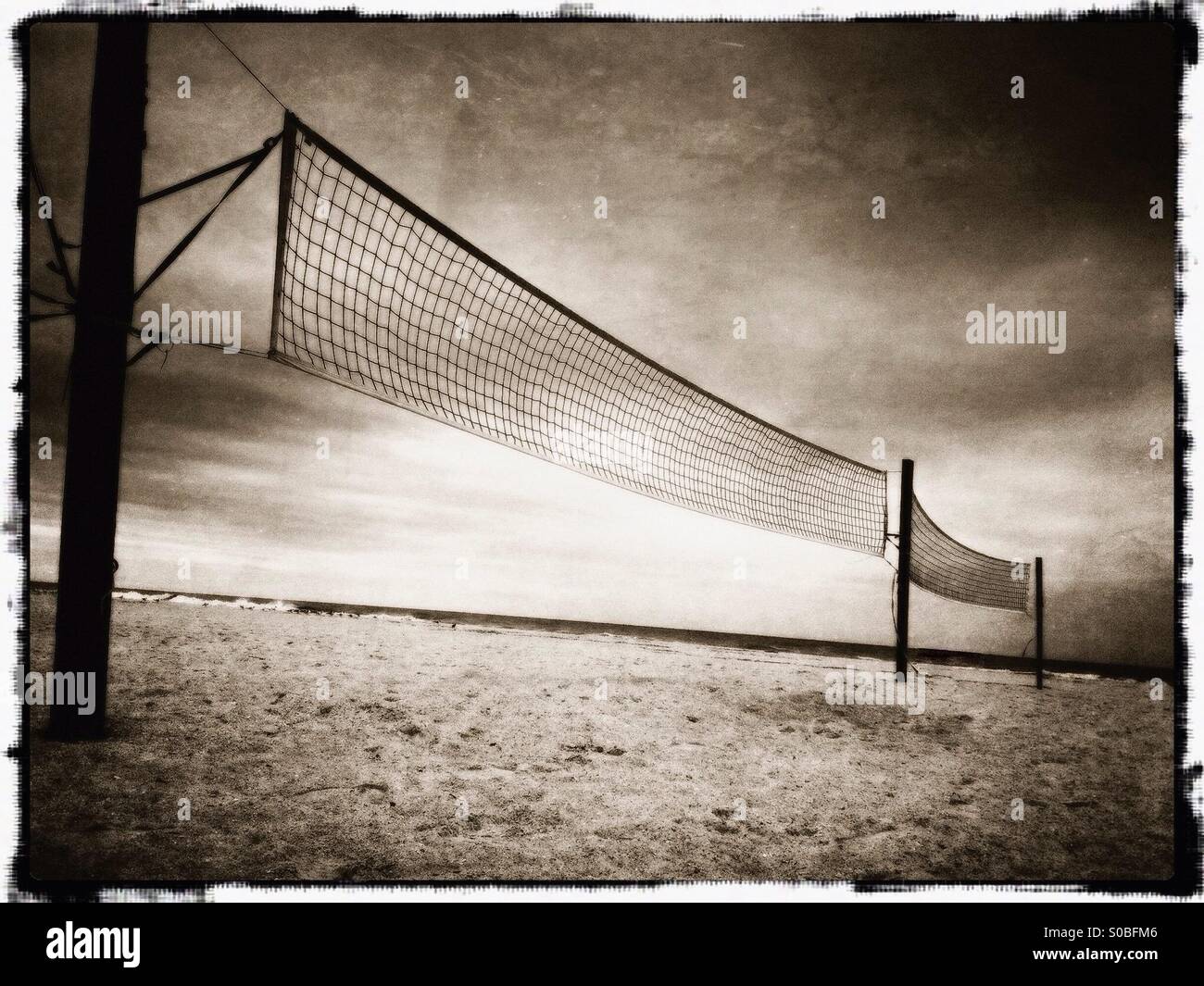 Volleyball nets on the beach in Florida Stock Photo Alamy