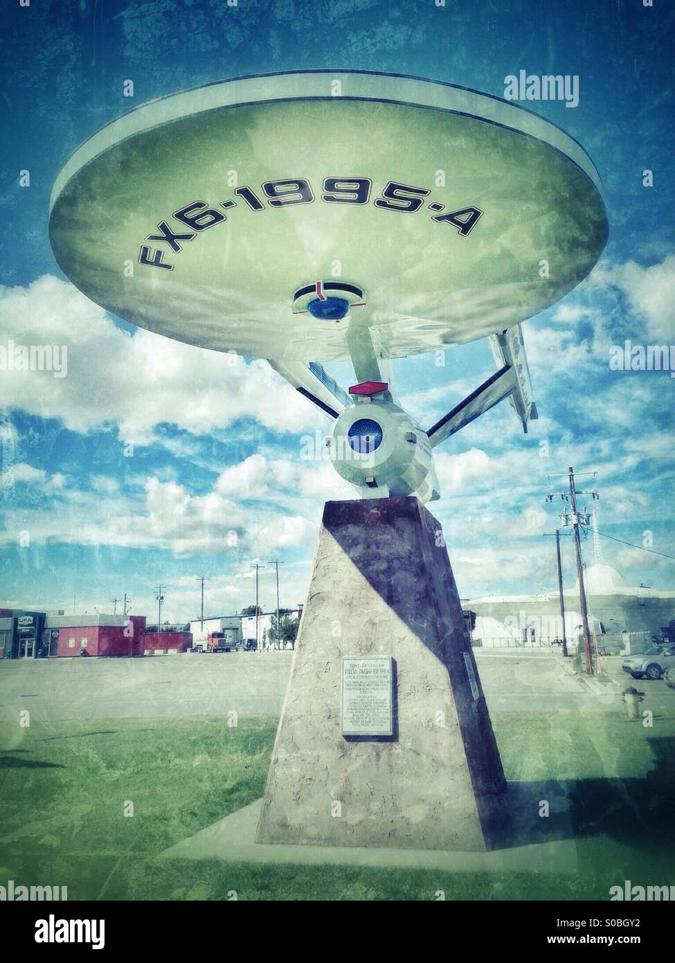 Model of the Starship Enterprise, in the town of Vulcan, Alberta, Canada. Stock Photo