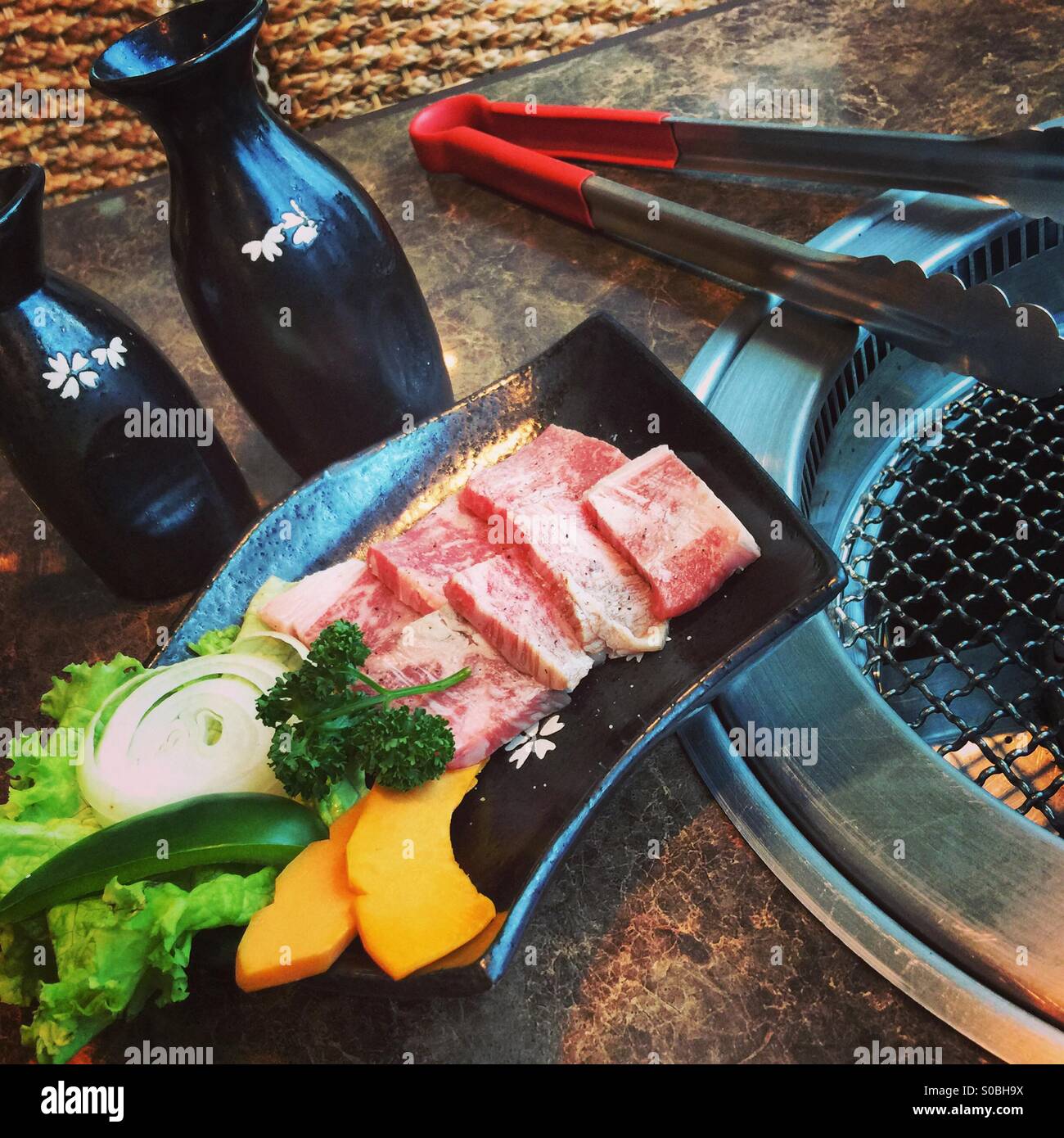 Japanese Wagyu Sirloin Steak Yakiniku Stock Photo