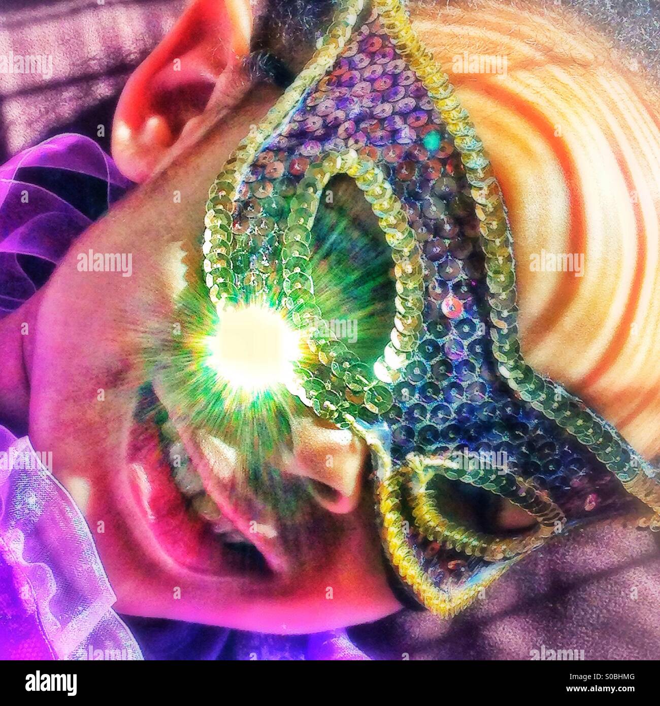 Girl and mask - Smartphone Captured Stock Image