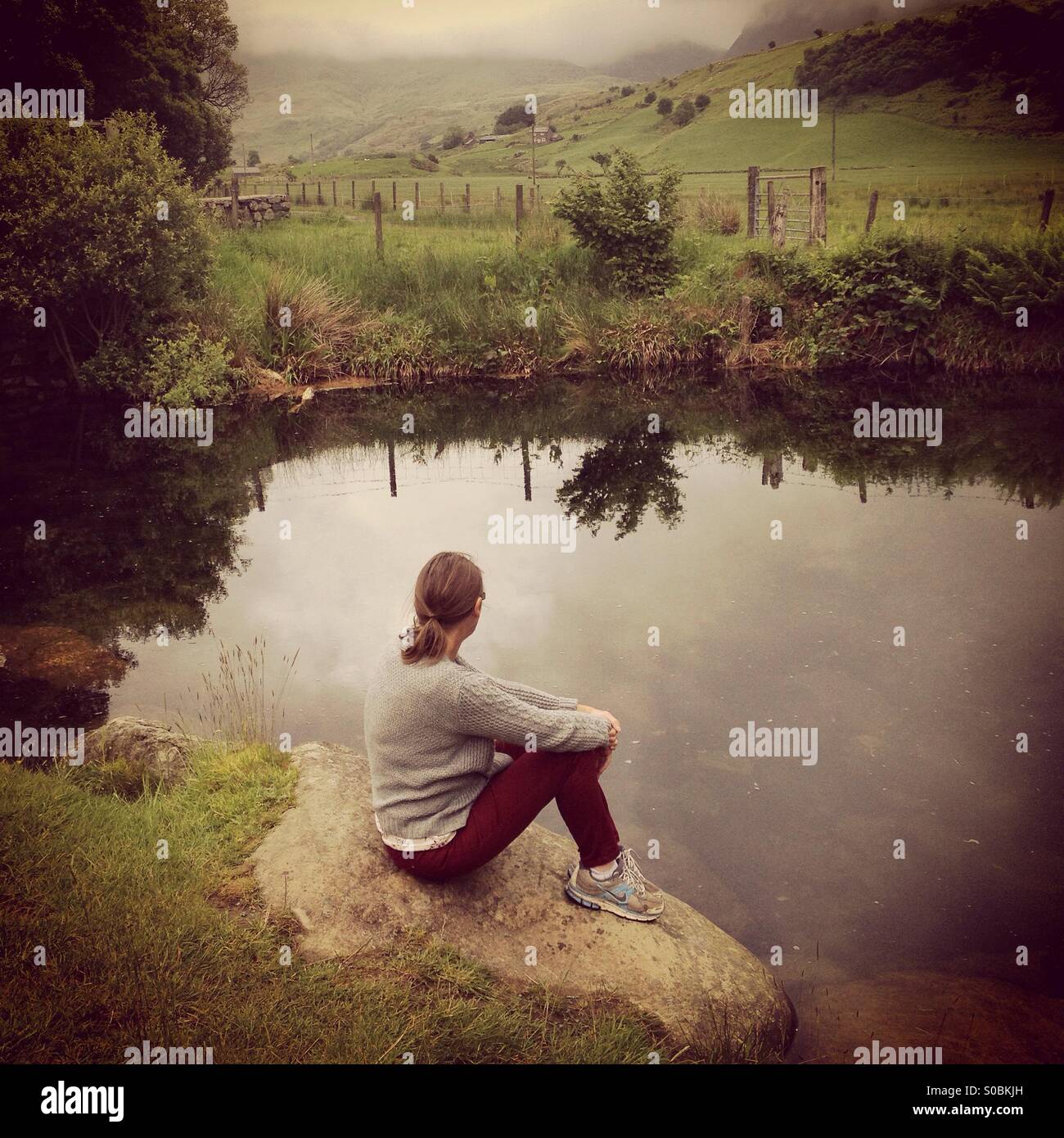 Reflections in Snowdonia, North Wales, UK - Smartphone Captured Stock Image