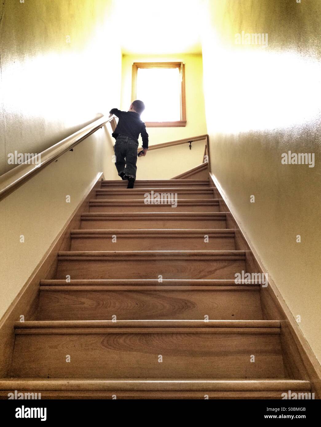 child walking up stairs