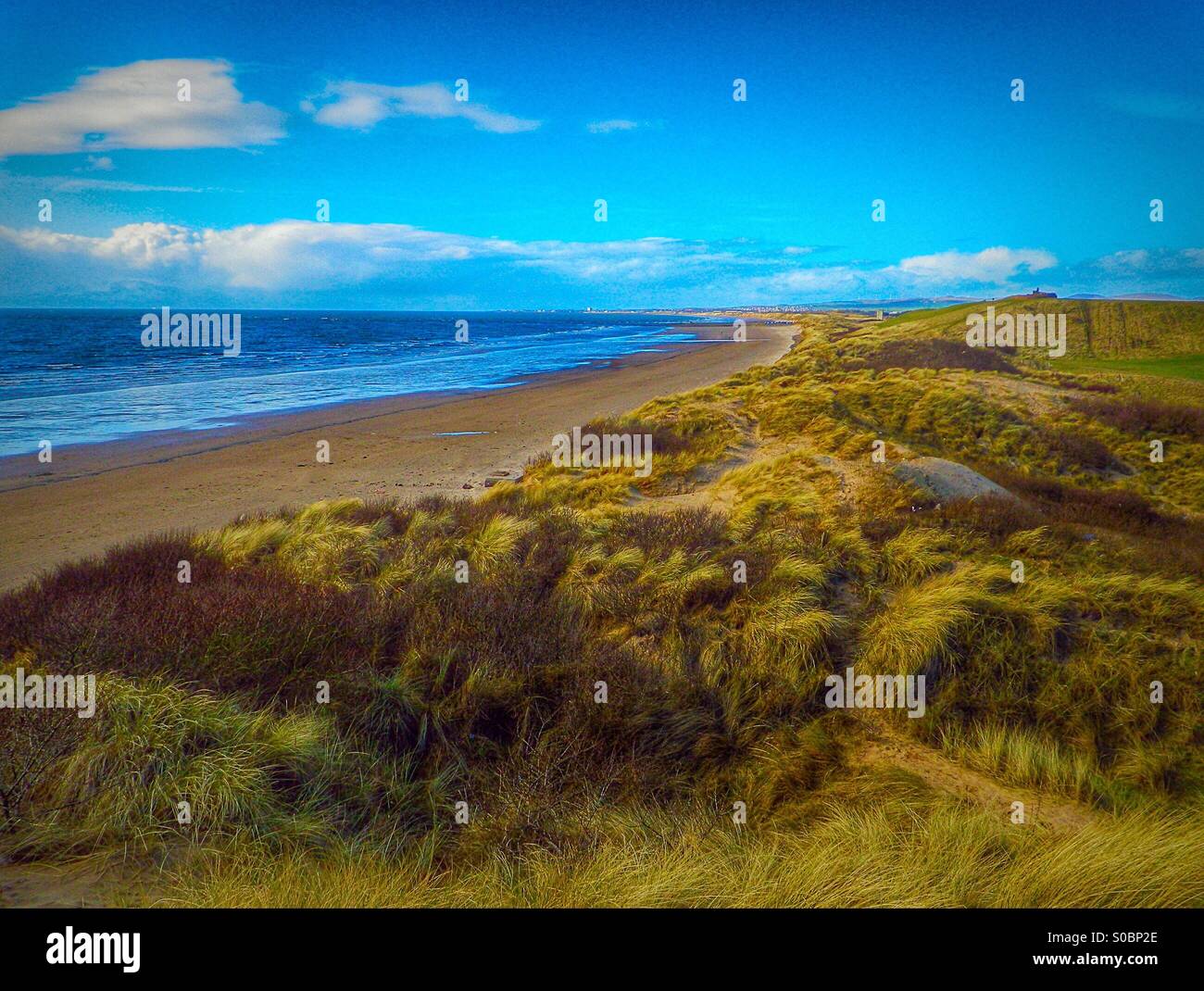 Scottish beach in Ayrshire near Troon overlooking the Firth of Clyde - Smartphone Captured Stock Image