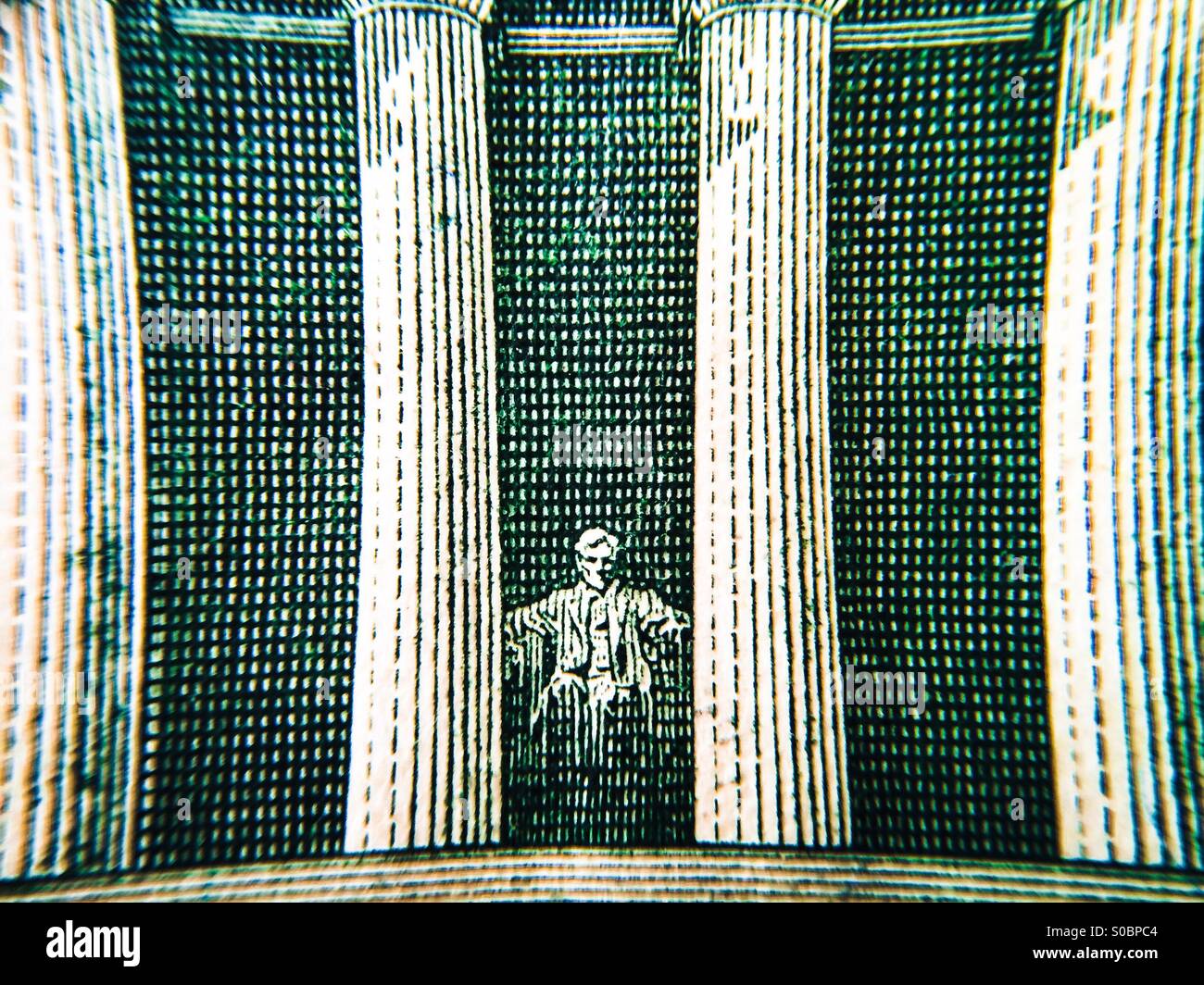 Macro View Of The Lincoln Memorial On The Back Of A Five Dollar Bill Macro View Of The Lincoln Memorial On The Back Of A Five Dollar Bill
