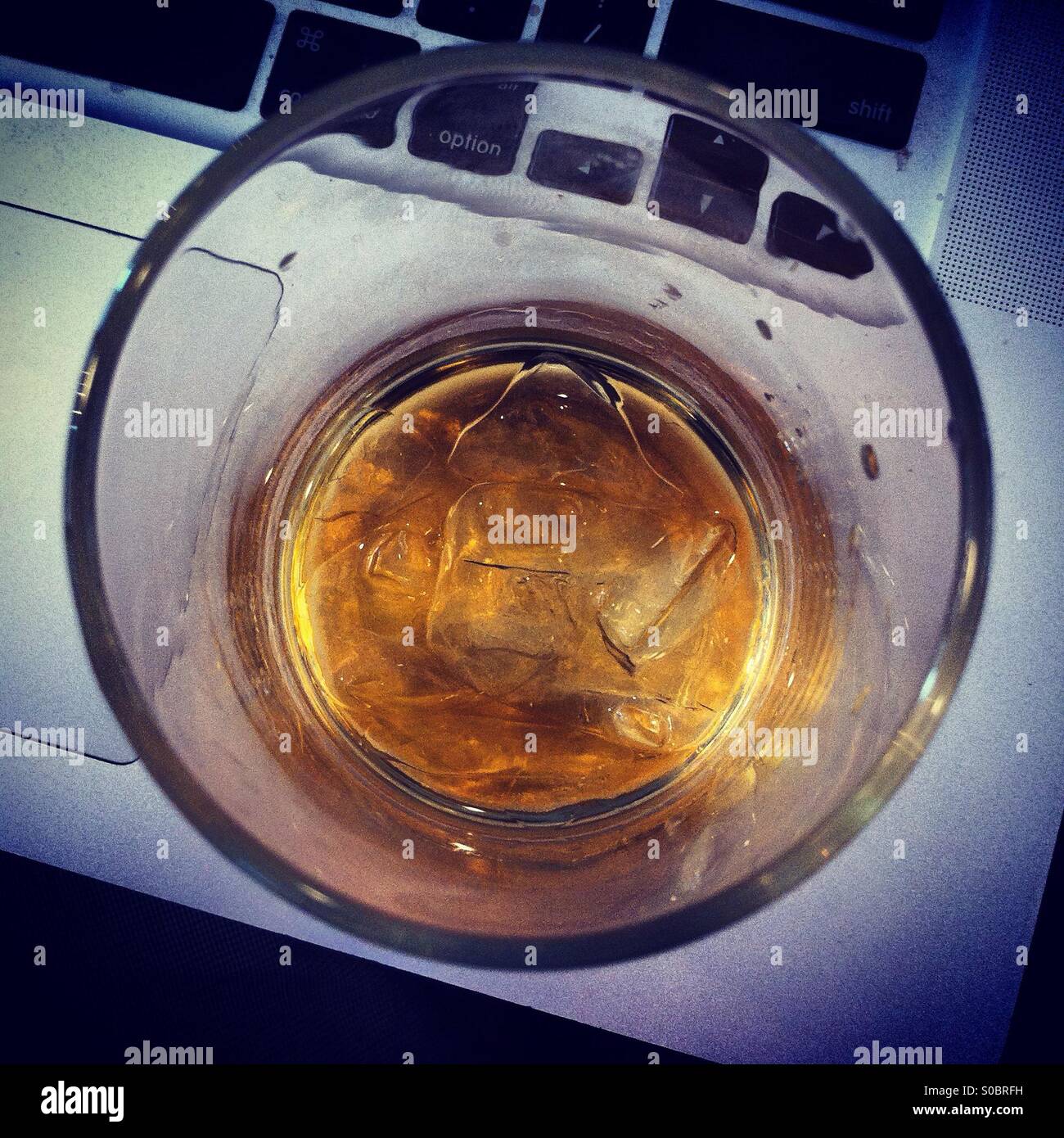 Top view of alcohol in a glass - Smartphone Captured Stock Image