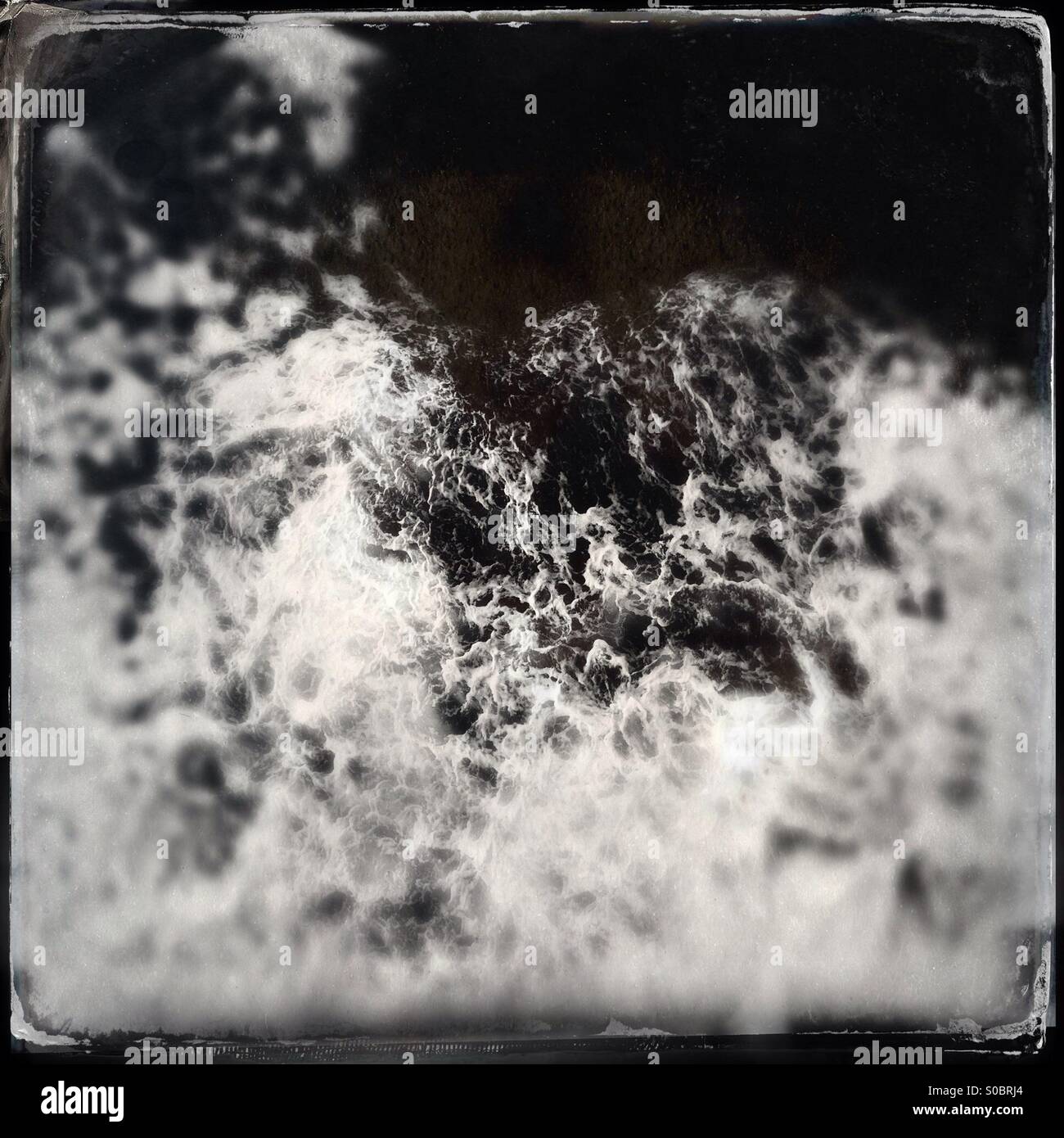 Wake and wash in the sea viewed from a boat above. - Smartphone Captured Stock Image