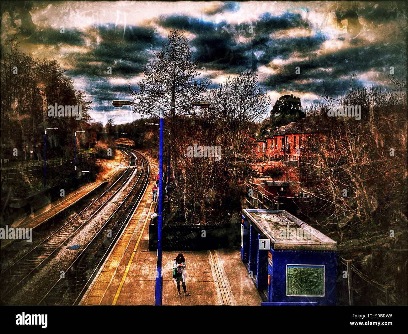 Sudbury Hill Harrow Train station platform, London Borough of Harrow, North West London, England, United Kingdom, Europe Stock Photo