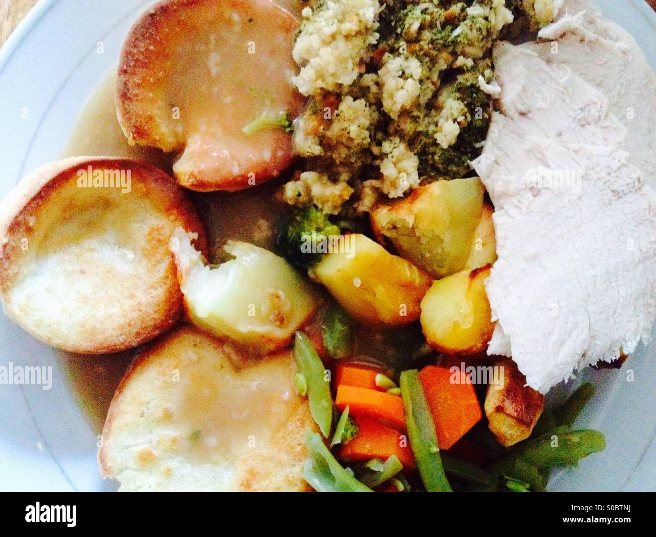 Roast chicken dinner Stock Photo