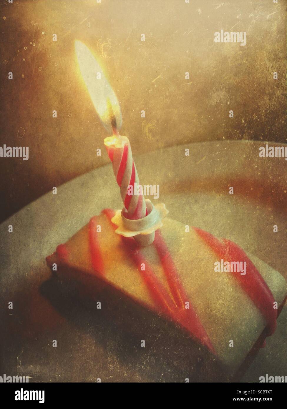 Birthday cake and candle - Smartphone Captured Stock Image