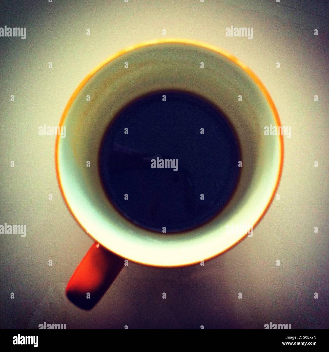Black coffee top view - Smartphone Captured Stock Image