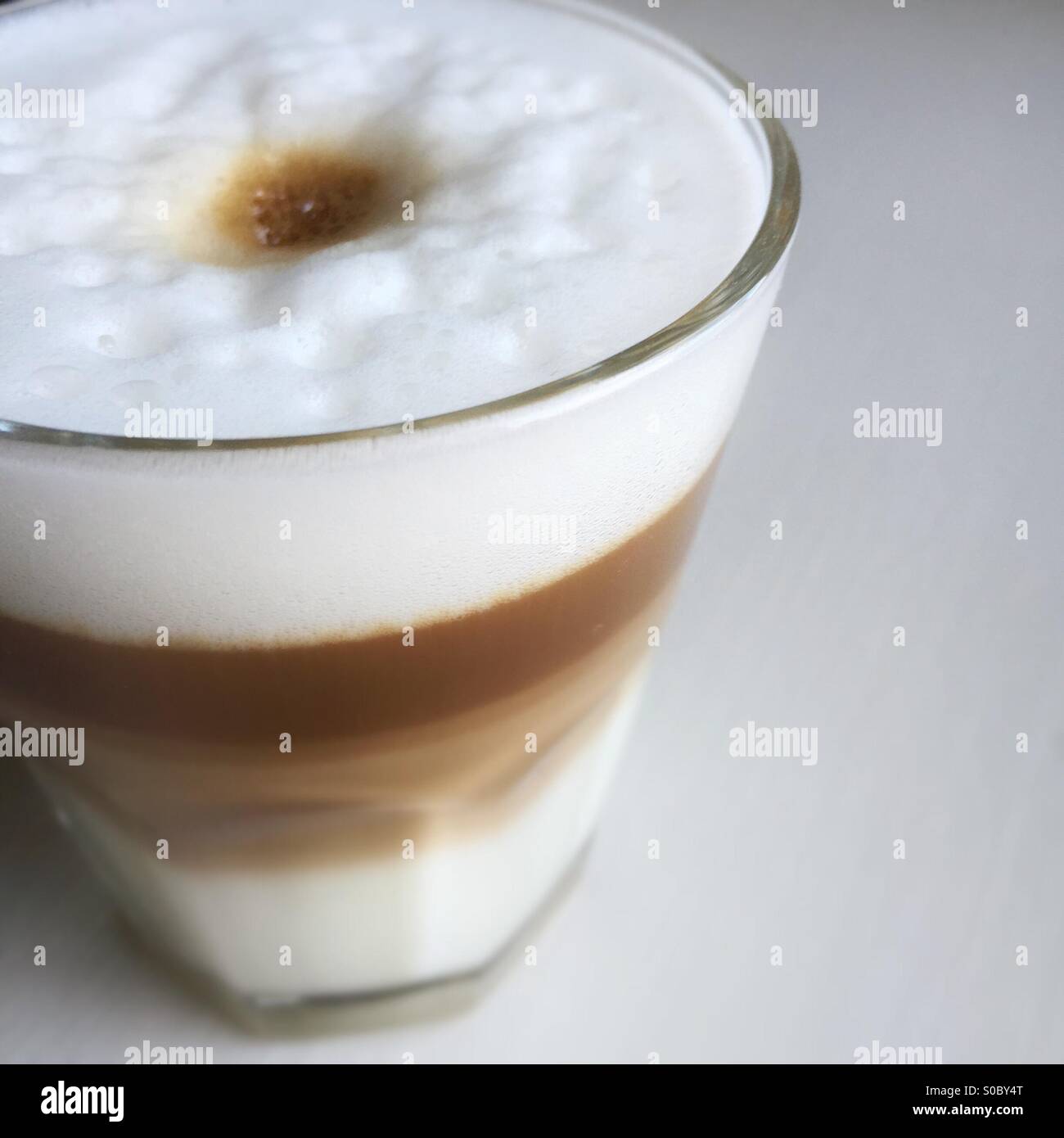 Cappuccino layers - Milk, Espresso Coffee, Foam Stock Photo