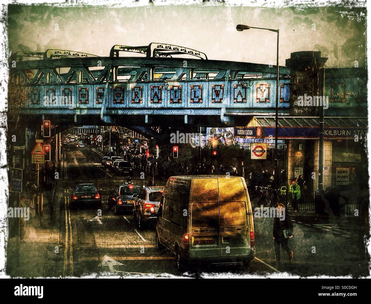 The Metropolitan Viaduct on Kilburn High road showing Kilburn