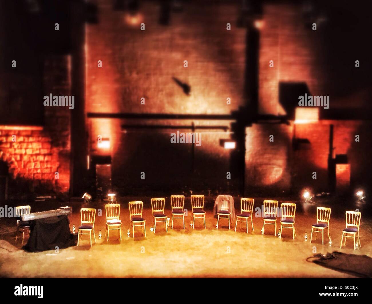 Stage Set For A Read Through Curved Row Of Chairs With Narrow Dof Stock Photo Alamy